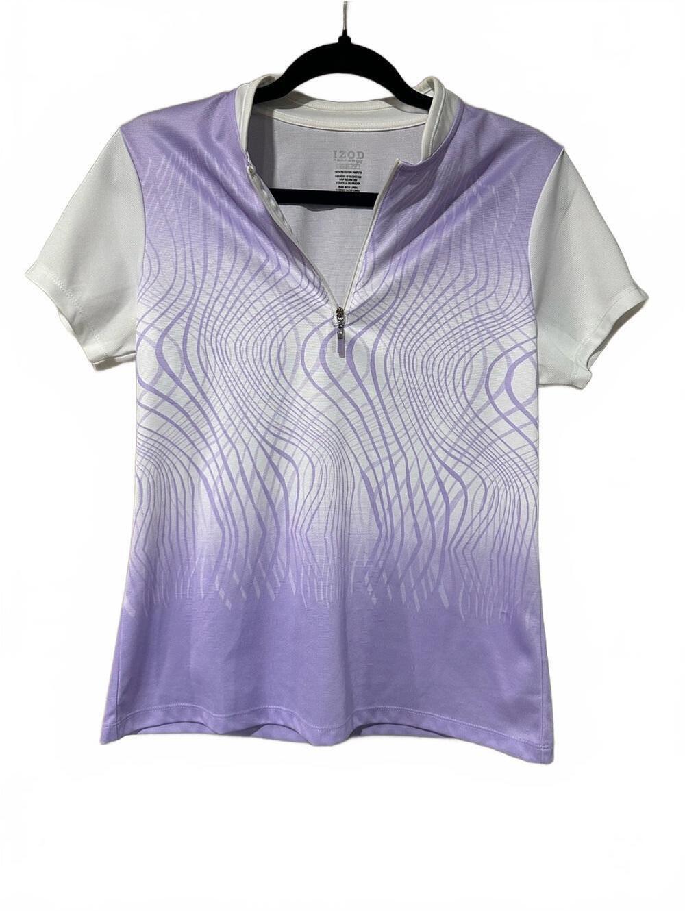 Golf top - Izod Lavender and White Short Sleeve Zip Polo
